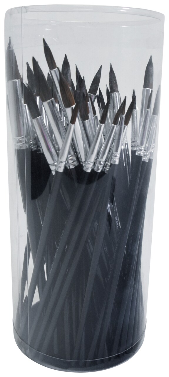 School Smart Synthetic Watercolor Paint Brushes, Assorted Sizes, Set of 72